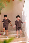 linen blend brown set