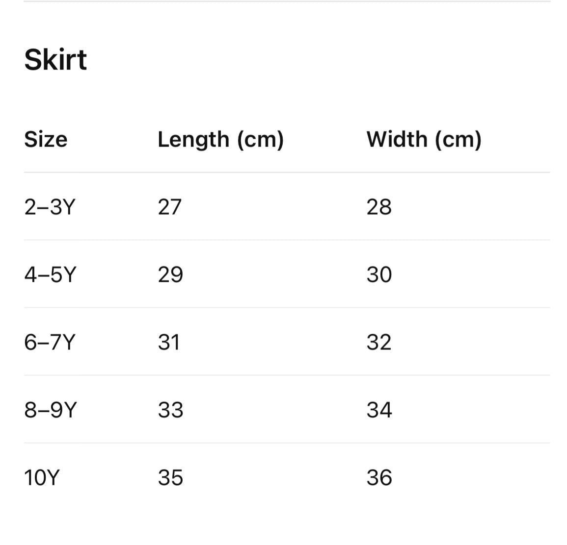 Size Chart